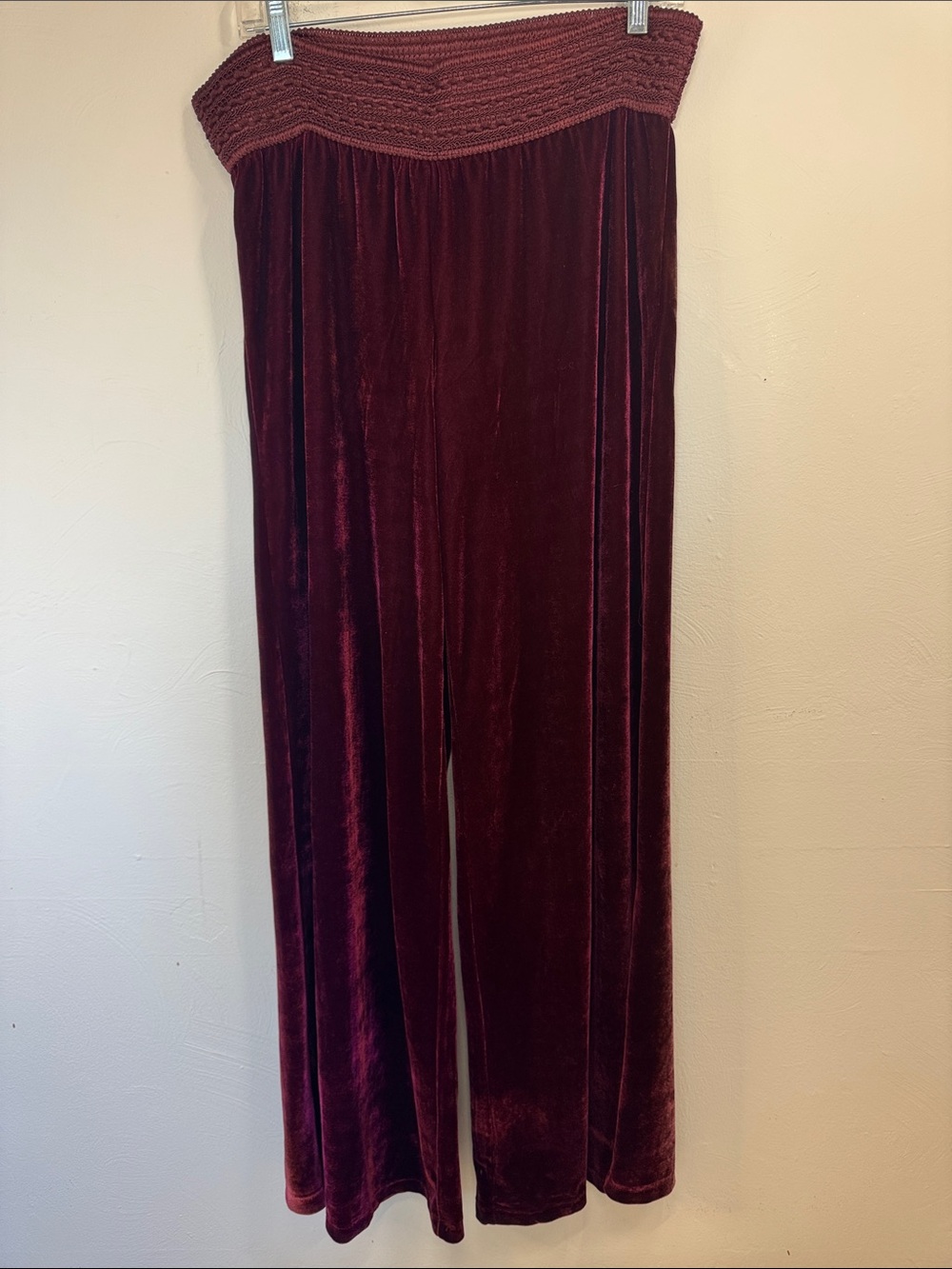 One World Wine Velour Plush Wide Leg pants boho hippie romantic feminine goth